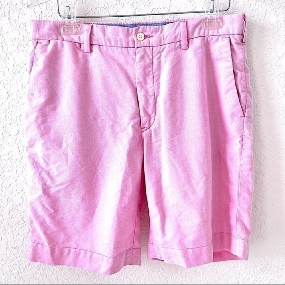 Polo Ralph Lauren pink chambray flat front 9” inseam shorts W32